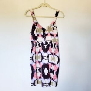 Anthropologie Lilka Abstract Tie Dye Boho Print Dress